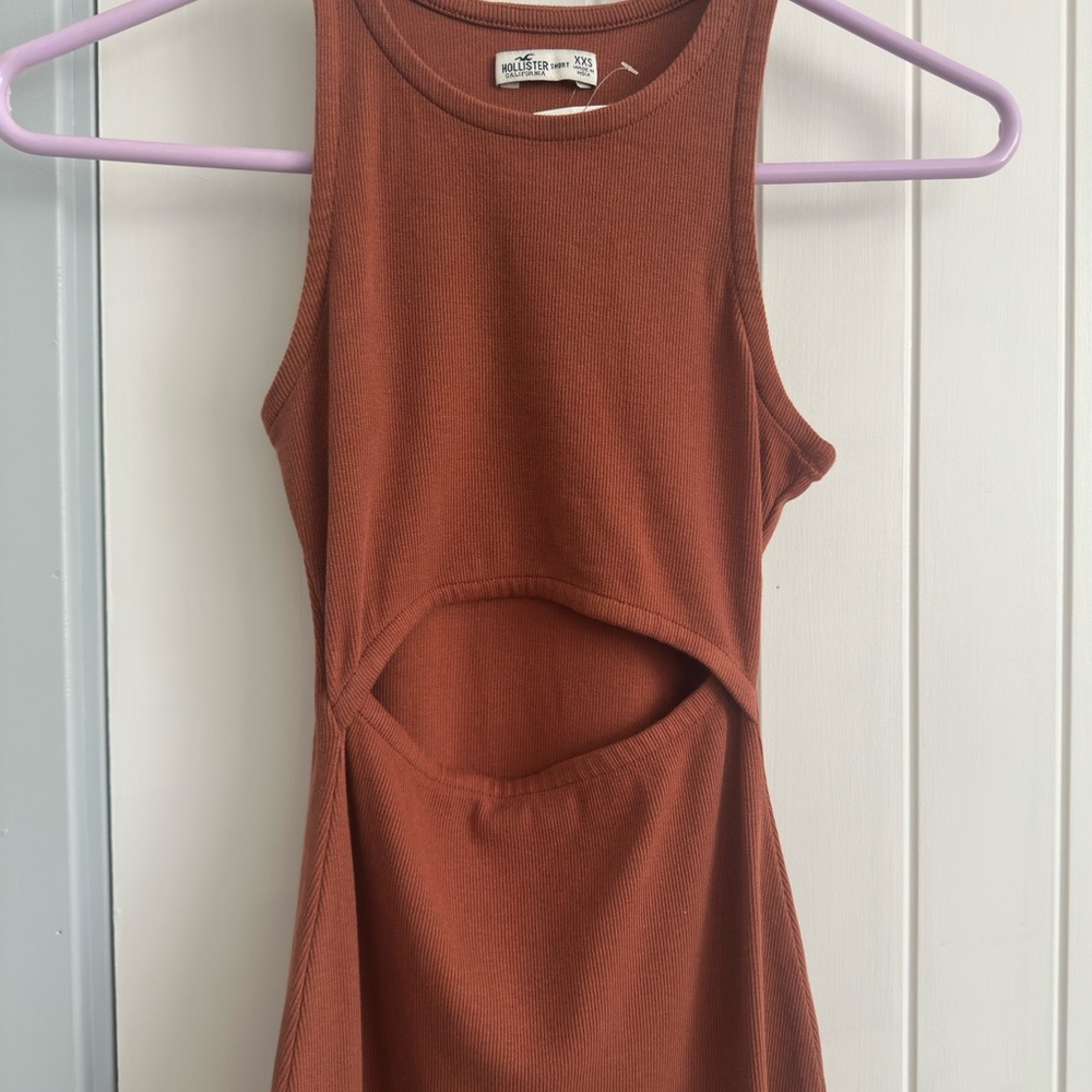 Hollister Brown Sleeveless Cut Out Tank Top